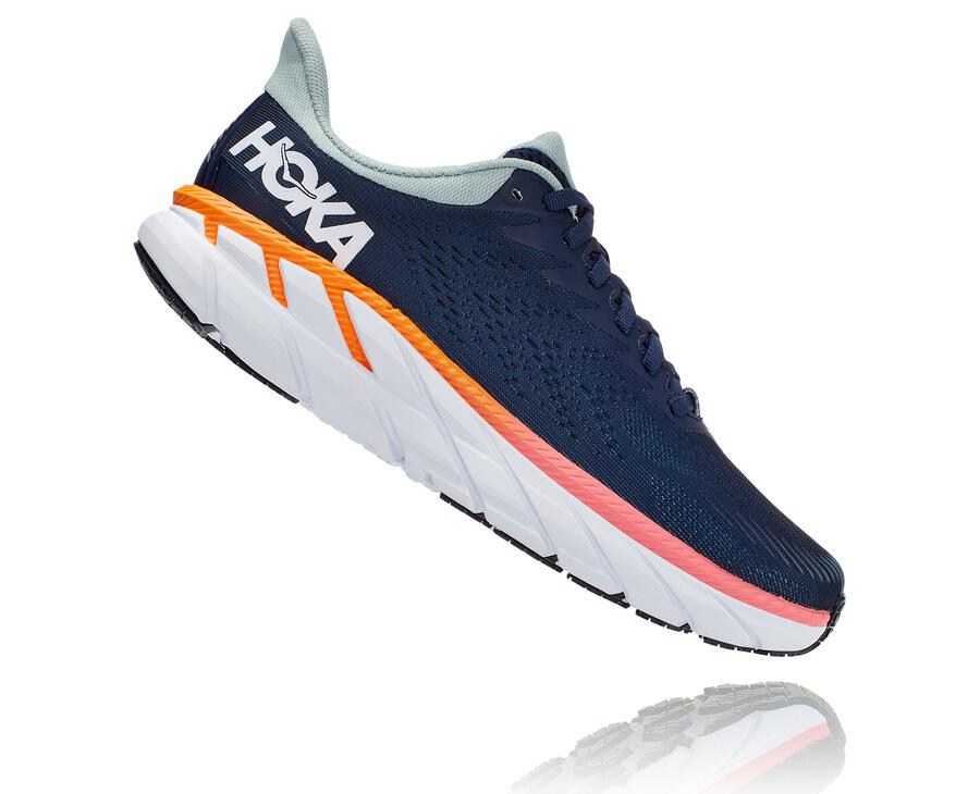 Tenis Hoka One One Feminino Azul Marinho/Branco - Clifton 7 - 561-AQDHOZ